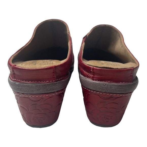 Spring Step L’Artiste Bande Women’s Red Leather Embossed Heeled Mules - Picture 6 of 10